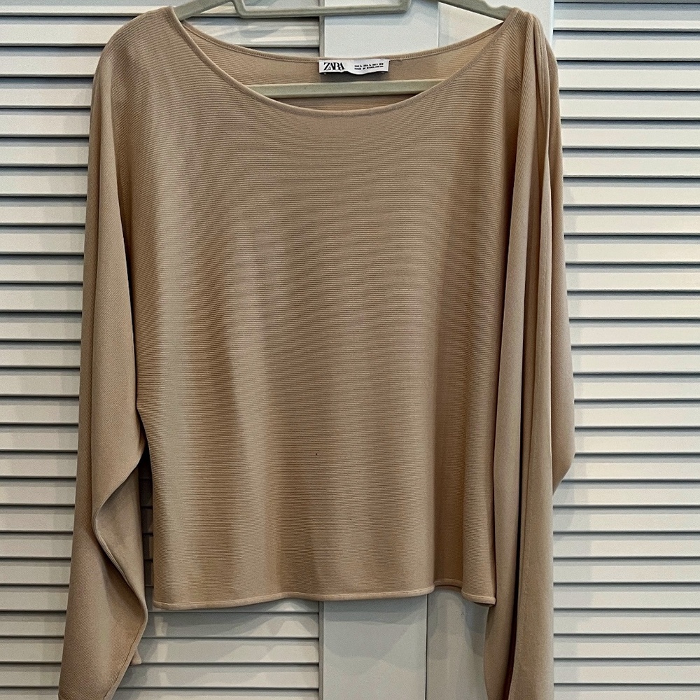 Zara cream scoop neck blouse